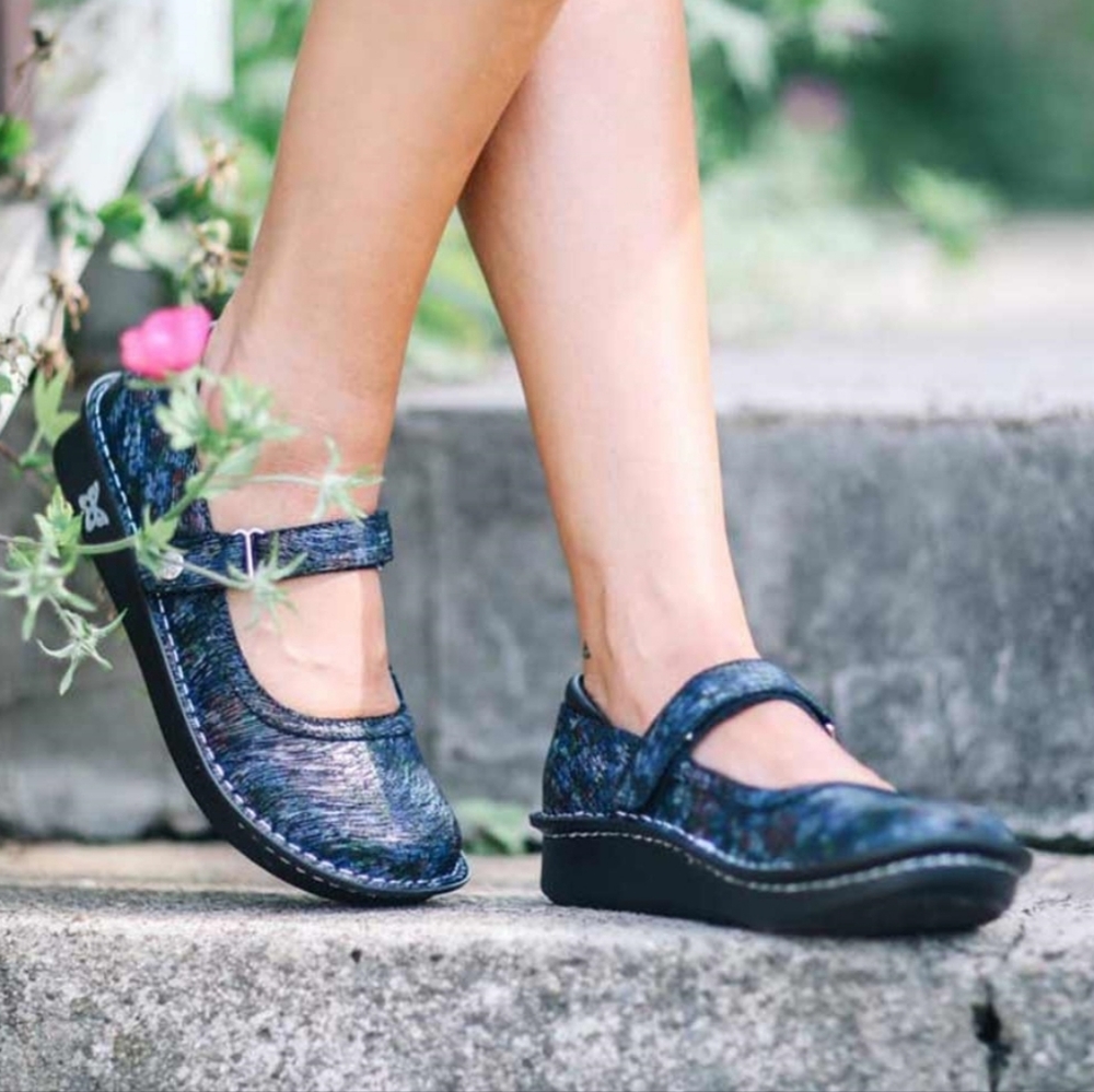Alegria "Belle Raked Garden" Leather Mary Jane Comfort Shoes 38
